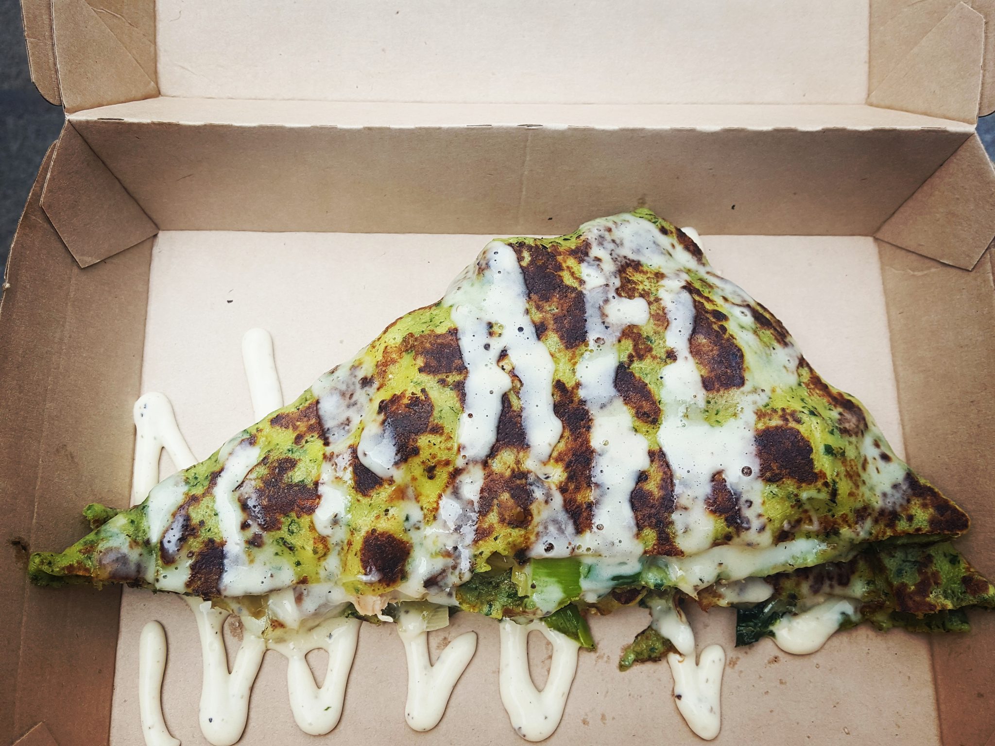 spinach and mushroom crepe from Gotta B Crepes